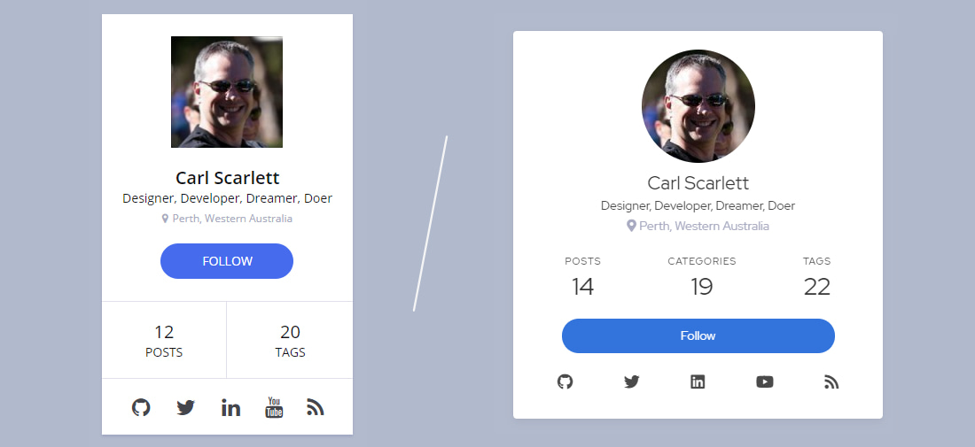 Profile widget: old vs new